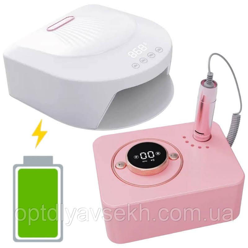 Набір акумуляторний 2в1 для манікюру: лампа бездротова BQ V18 і фрезер BQ-107, - RD-11, фото 1