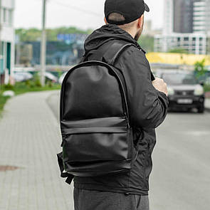 Стильний міський рюкзак чорного кольору з еко шкіри Vector на 18 літрів молодіжний