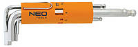 Neo Tools Ключі шестигранні, набір 8шт, довгі, кулястий наконечник, CrV, 2-10мм