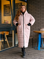 Жіноча зимова тепла куртка бежевого кольору р.50/52 377575