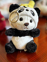 М'яка іграшка брелок Ведмедик в одязі панди с капюшоном 13 см