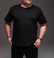Мужская чёрная футболка casual хлопок большие размеры