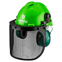Verto Каска захисна, 3в1, каска, щиток для обличчя, навушники, зелений