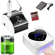 Набір 2в1: лампа бездротова Х20 і фрезер BQ758, - на акумуляторі, для манікюру - RD-12