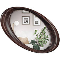 Зеркало настенное, овальное, деревянная рама, зеркало в ванную 75х54 см с натурального дерева
