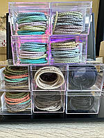 Набор резинок-веревок 30 шт в органайзере Куб, базовые и универсальные цвета на выбор