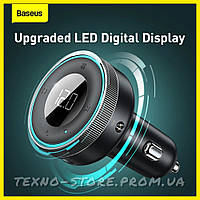 FM модулятор трансмиттер Baseus bluetooth 5.0 AUX и usb. LED подсветка