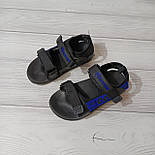 Літні босоніжки для хлопчика на липучці в чорному кольорі, фото 4
