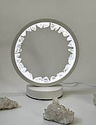 Нічник з натуральним Гірським кришталем, біла лампа з трьома кольорами світіння, енергетичне коло з кристалів