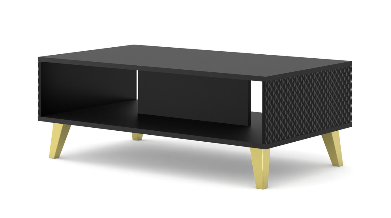 Журнальний столик Ravena PC 90x60 чорний матовий/чорний глянець/золотий BIM Meble