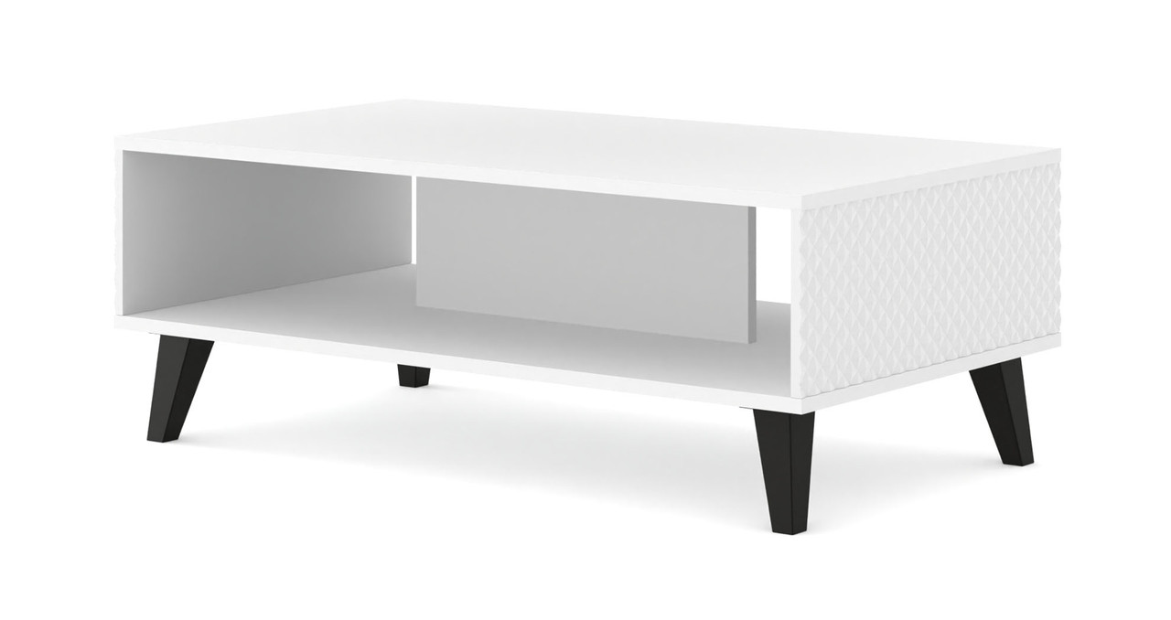 Журнальний столик Ravena PC 90x60 білий матовий/білий глянець/чорний BIM Meble