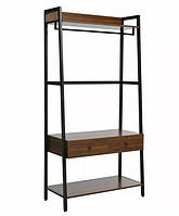 Стелаж Ava A метал чорний, полиці ЛДСП горіх 84х49х169 см (SignalTM)