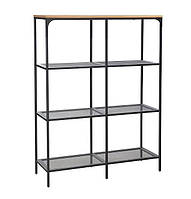 Стелаж Lex A метал чорний, полиці ЛДСП+метал дуб + чорний 100х36х136 см (SignalTM)