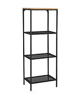 Стелаж Lex B метал чорний, полиці ЛДСП+метал дуб + чорний 50х36х136 см (SignalTM)