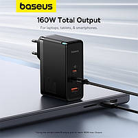 Зарядний пристрій Baseus GaN5 Pro 160 w 2xUSB-C + USB 160 Вт з кабелем Black (P10110825113-00), фото 3