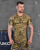 Футболка потовідвідна мультикам із липучками, Тактична футболка для військових, Армейська камуфляжна футболка
