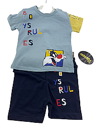 Костюм 6, 9, 12, 18 місяців Туреччина літній на хлопчика для новонародженого блакитний (КДНМ2458)