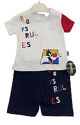 Костюм 6, 9, 12, 18 місяців Туреччина літній на хлопчика для новонародженого білий (КДНМ2460)