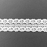 Ажурне натуральне бавовняне (лляне) мереживо білого кольору, ширина 3,0 см, фото 3