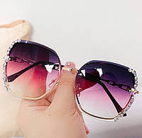 Винтажные солнцезащитные очки со стразами Purple-Pink sun glasses