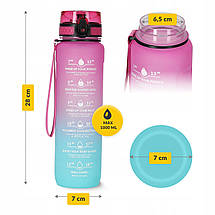 Пляшка для води спортивна 4FIZJO 1000 мл 4FJ0630 Pink/Sky Blue Poland, фото 3