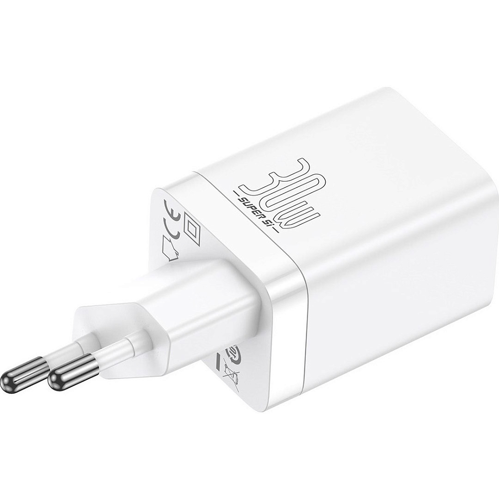 Мережевий зарядний пристрій Baseus Super Si Pro Quick Charger C+U 30W EU White (CCSUPP-E02)