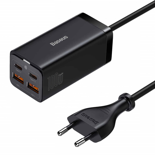 Мережевий зарядний пристрій Baseus PowerCombo Tower Power Strip 2AC+2U+2C 100W 1.5m EU Cluster Black