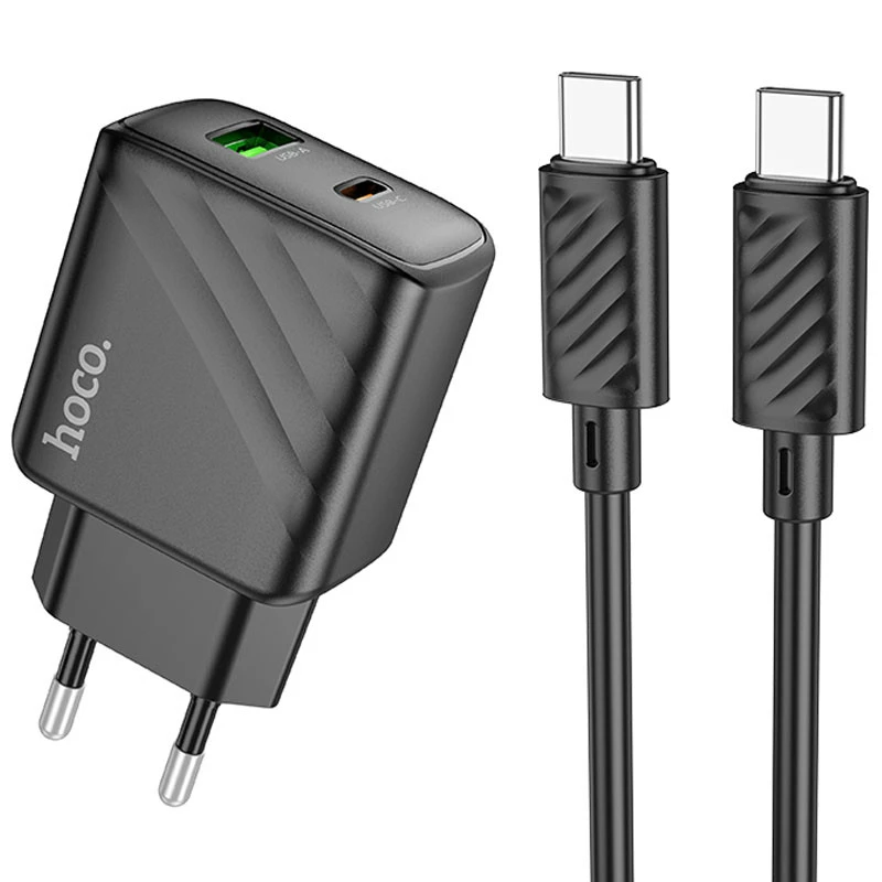 Мережевий зарядний пристрій HOCO CS23A Sunlight dual-port PD30W+QC3.0+cable (Type-C to Type-C) black