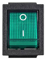Перемикач 1-клавішний (зелена підсвідка) КСD2-201N GR/B 220V