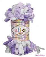 Турецкая пряжа для вязания Alize Puffy Color (пуффи колор) пряжа вяжется руками 6372