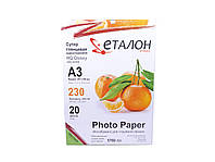 Якісний фотопапір для друку фотографій глянцевий Etalon 230g A3 20 аркушів/уп. Фото папір для принтера