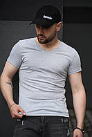 Летняя мужская повседневная футболка однотонная серая качественные базовые футболки для мужчин JMS