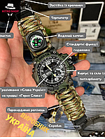 Часы спортивные с компасом Besta Military 7в1,Часы наручные мужские тактичиские с кремнем для огня sd324