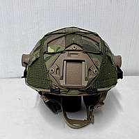 Шолом кавер fast helmet multicam без вух із сіточкою, чохол на армійську каску фаст мультикам sd324