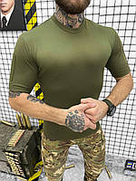 Тактична футболка олива, футболка зсу втомлива, футболка під шеврони колір хакі, футболка олива TR563