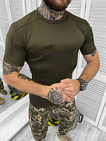 Футболка под шевроны олива, армейская футболка олива, футболка для военнослужащих зсу, fr548