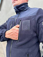 Зимняя флисовая кофта дснс плотная 340гр\,м3 на 7 карманов, куртка флисовая дснс темно-синяя gf670 46