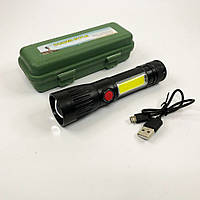 Мощный аккумуляторный лед фонарик X-Balog BL-645S-XPE+COB, Лед фонарь ручной, Фонарик с зарядкой PD-766 от