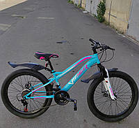 Велосипед Підлітковий VIPER Blackwood (Блєквуд) 24 колесо, Рама 12, Бірюзово-Біло-Рожевий, Без Щитків, в розібраному вигляді