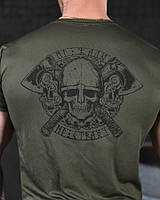 Мужская тактическая футболка с принтом викинг, футболка тактическая влагоотводящая олива хаки pn553