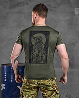 Військова футболка вологовідвідна олива, футболка хакі тактична з принтом Sunset Goons для зсу wf486