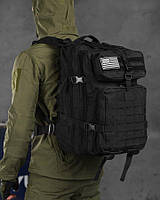 Рюкзак для военных черного цвета USA, hюкзак тактический 45 литров для зсу, штурмовой рюкзак черный re778