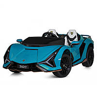 Детский электромобиль с мощным мотором и кожаным сиденьем Lamborghini Bambi M 5072EBLR-4 Синий