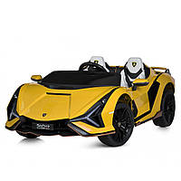 Детский электромобиль с мощным мотором и кожаным сиденьем Lamborghini Bambi M 5072EBLR-6 Желтый