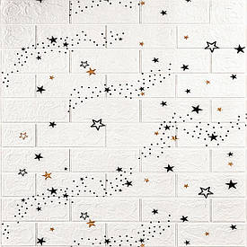 Декоративна панель 3D самоклейка під білу цеглу Зірки 700x770x3мм (021-3) SW-00000693