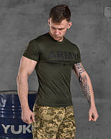 Футболка тактическая coolpass олива, тактическая влагоотводящая футболка хаки с принтом Army pp443