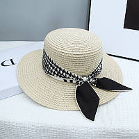 Жіночий капелюх канотьє зі стрічкою капелюх жіночий літній від сонця капелюшок панамка пляжна