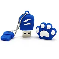 Синяя Силиконовая мультяшная флешка кошачья лапка 32ГБ прикольный Флеш накопитель USB 32GB Флешка брелок