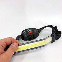 Фонарик налобный мягкий аккумуляторный XQ-T1C USB с красными задними огнями, фонарь на голову IU-195 для