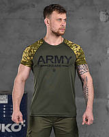 Тактична футболка зсу олива, армійська футболка олива вологовідвідна, футболка хакі тактична sm975